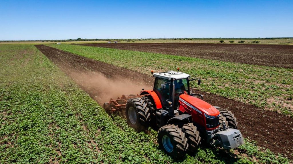 Tractor working field